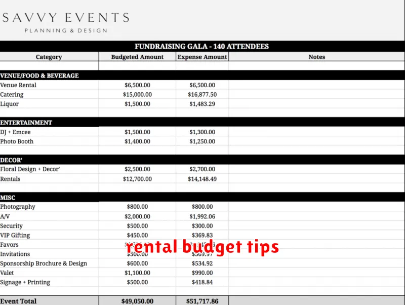 rental budget tips