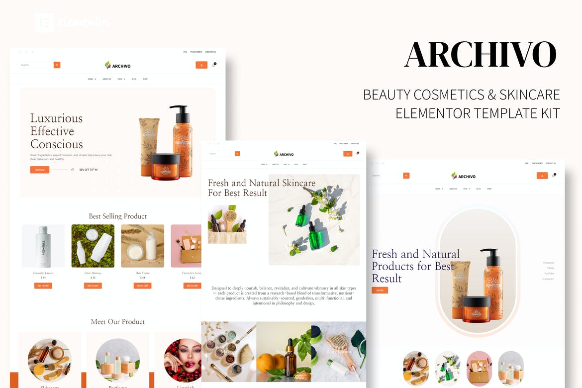 Archivo - Beauty Cosmetics & Skincare Elementor Template Kit